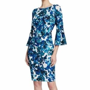 Elegant  CALVIN KLEIN Blue Floral Women's Dress🦋🦋🦋🦋